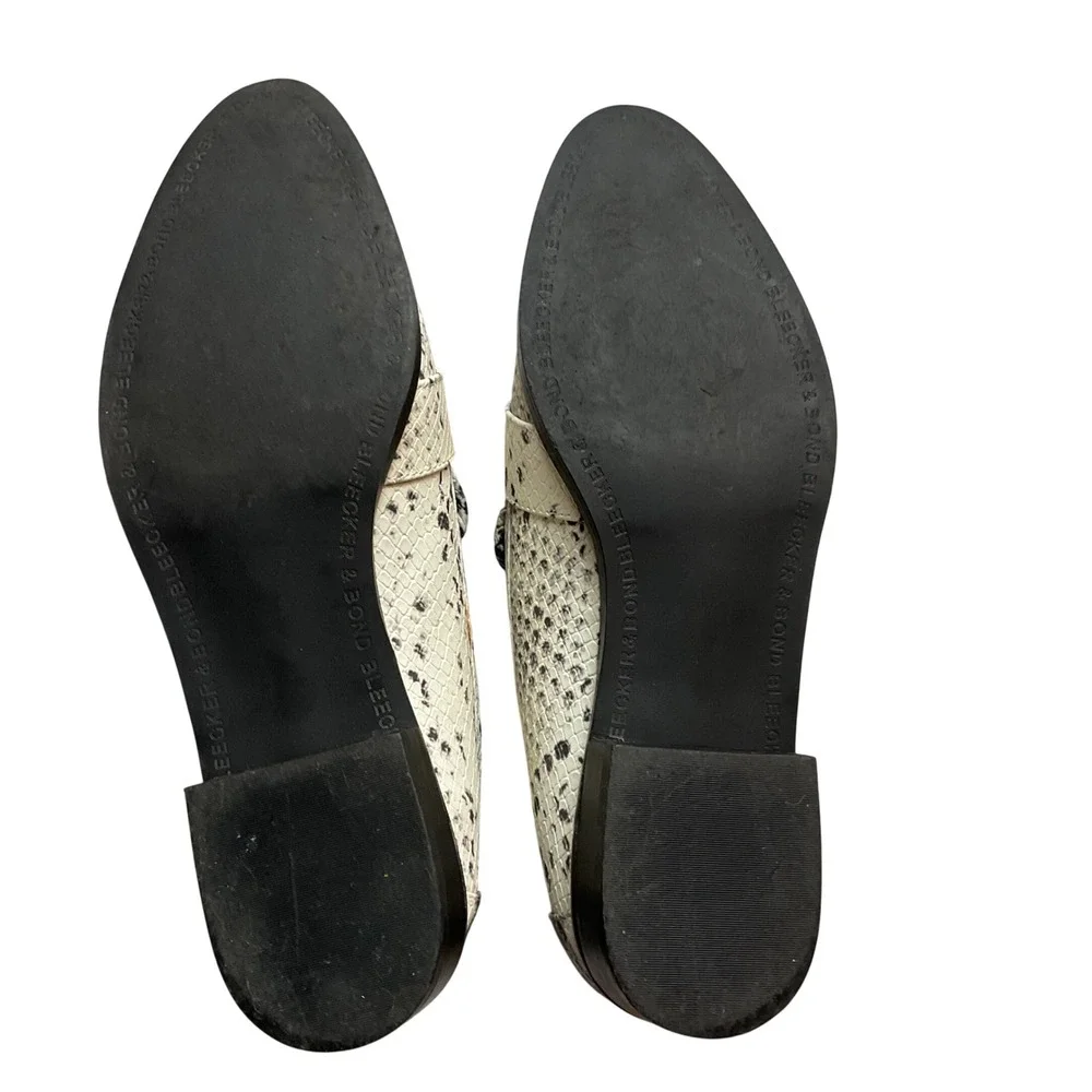Bleeker & Bond‎ Women's Snakeskin Print Buckle Strap Slip On Flat Loafers Size 8